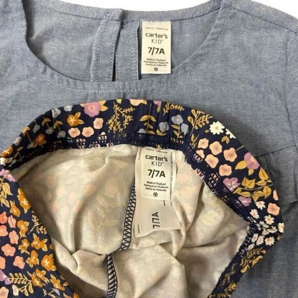 Carter’s NEW Chambray Top & Floral Leggings Ser Size 7 - Picture 3 of 6